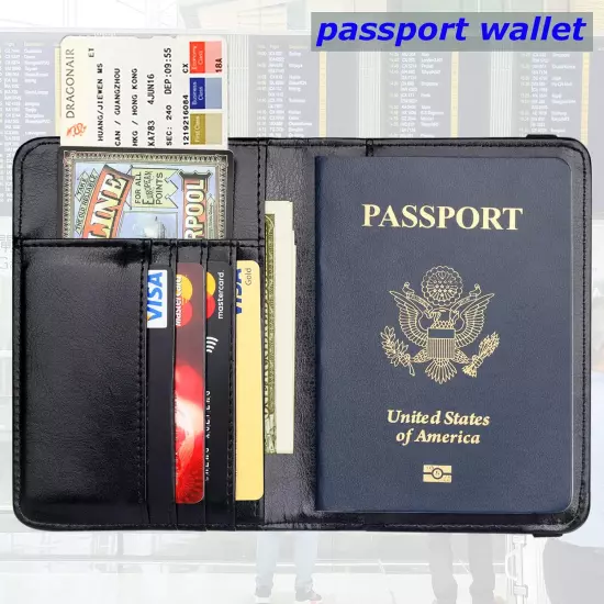 Passport Holder Wallet Cover Case for Men Women Family, Metal US Badge Passport 