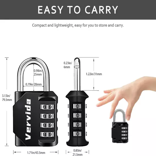 ® Combination Lock Resettable 2 Pack 4 Digit Outdoor Waterproof Combo Padlock fo