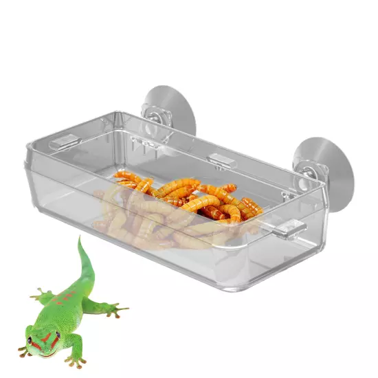 Reptile Food Bowl Reptile Ledge Feeder Suction Cup Anti-Escape Food Dish Durable