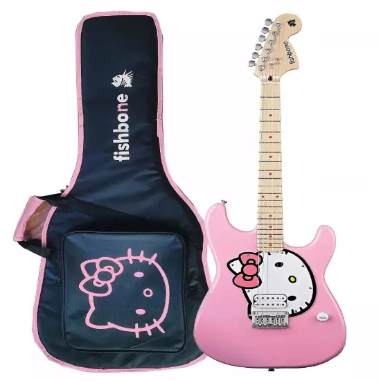 Fishbone PINK Guitar 2024 Pink Hello kitty With fishbone gig bag, Strap, Picks