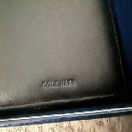 Cole Haan Unisex Leather Passport Case Wallet with Luggage Tag Black $128