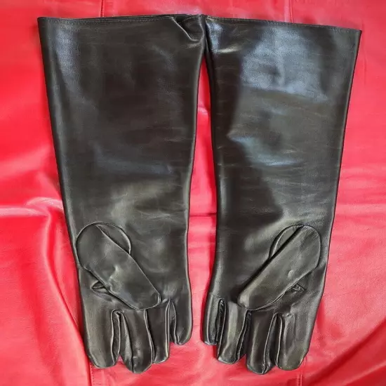 SIZE 7 1/2 - 19" LONG UNLINED KID LEATHER ITALY = EVENING FORMAL CASUAL BOUDOIR