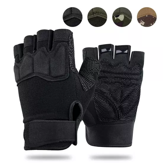 FIORETTO Fingerless Gloves for Airsoft Shooting Half Finger Hunting Hiking Cy...