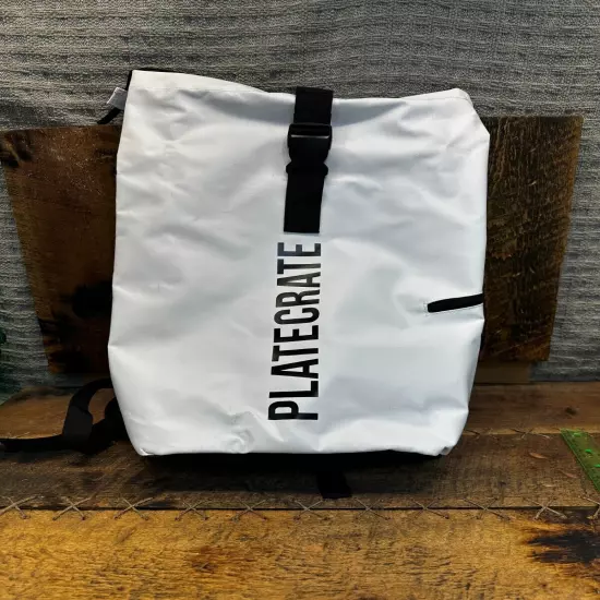 Platecrate Bag Backpack White and Black Waterproof Unisex Tot Durable Spacious