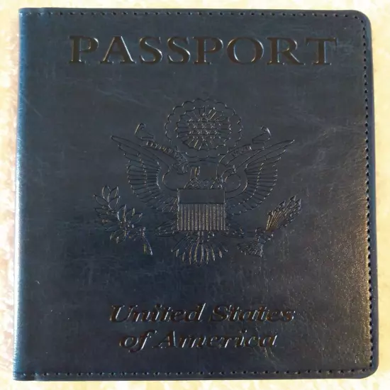 Embossed Passport Holder U.S.A. Synthetic Leather NEW