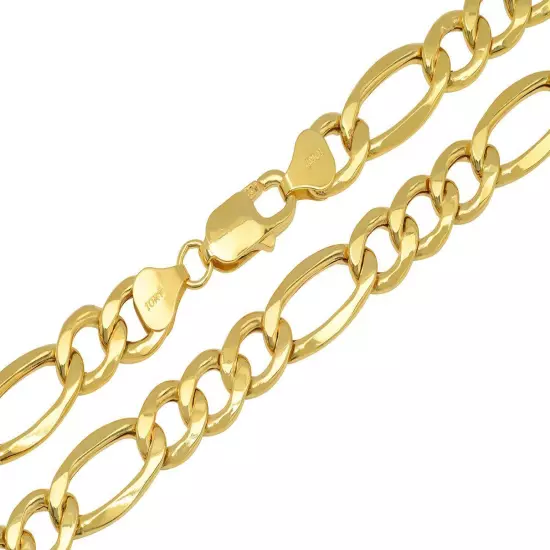 10k Yellow Gold 2mm-9.5mm Figaro Link Chain Necklace Bracelet 7"-30" Hollow