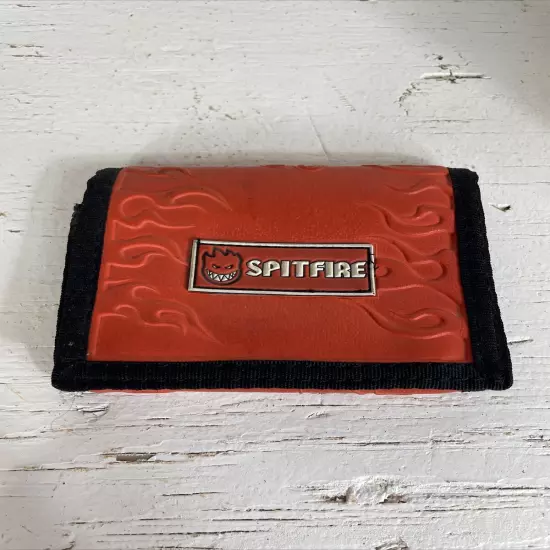 VINTAGE Spitfire Wallet Orange Black 90’s Canvas And Tire Very Rare! Flame Logo