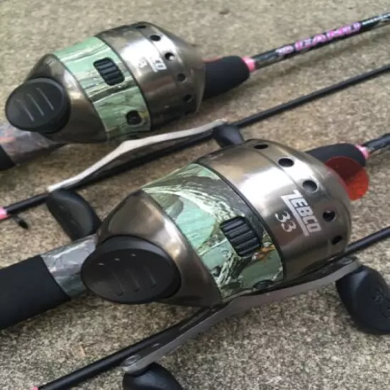 (2) Zebco 33 Lady Camo Pink Rod Reel Combos Limited Edition America’s Favorite U