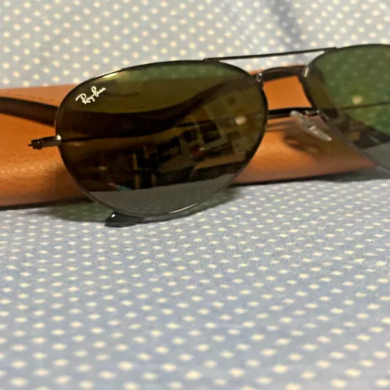 Ray-Ban Aviator RB3025 58mm Black Frame Green Lens Sunglasses