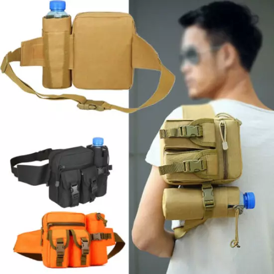 Tactical Molle Cycling Bag Waist Belt Bags Water Bottle Phone Pouches Storage