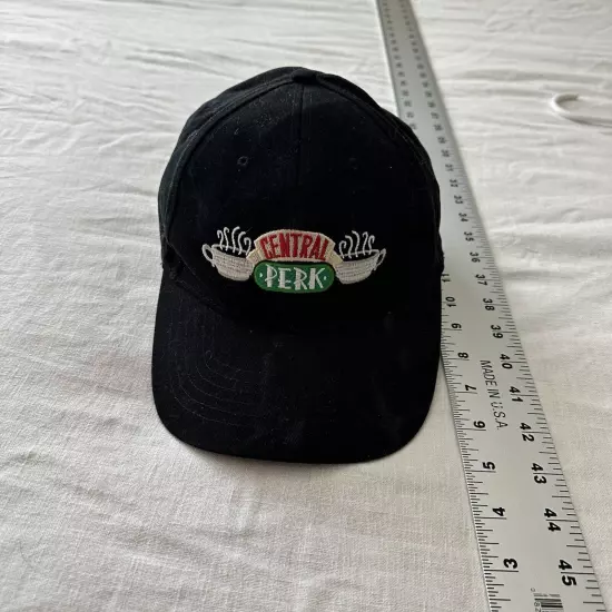 Central Perk Slideback Hat Black Stained Adjustable Embroidered 6 Panel FRIENDS