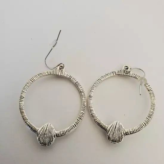 Boho Silver Round Circle Hoop Dangle Earrings with Turquoise for Women Western