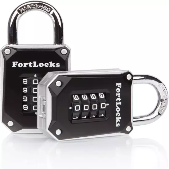 2 Pack - Heavy Duty, Waterproof, Resettable Combination Lock, 4 Digit, Silver