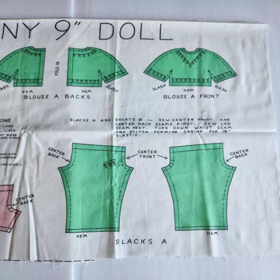 Vintage 1960's Cut and Sew Fabric Panel PLAYWEAR Girl Doll 9" Barbie Skipper