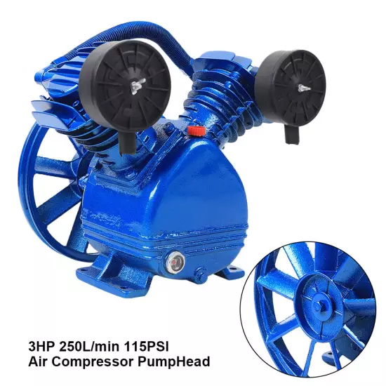 3HP Replacement Air Compressor Pump Single Stage V Style Twin Cylinder 2 Piston