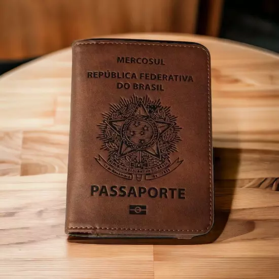 Brazilian genuine leather passport holder.