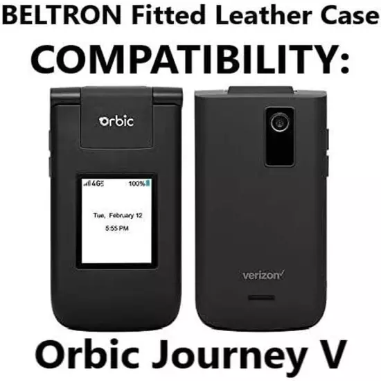 Leather Fitted Case for Orbic Journey V Verizon/Tracfone Flip Phone - Features: