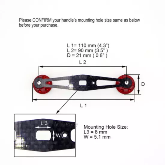 90mm Carbon Fiber Baitcasting Reel Handle for Abu Garcia, Daiwa