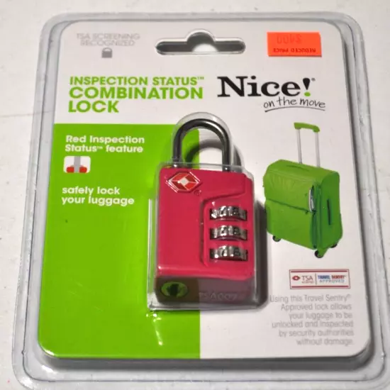 Luggage 3 Combination Lock TSA screening Recognized New! Piink