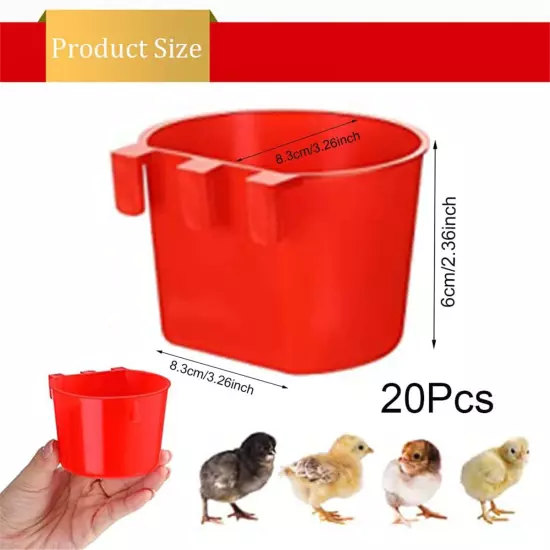 20Pcs Chickens Feeders for Cage,Hanging Chicken Water Feeder Cup T7L63627