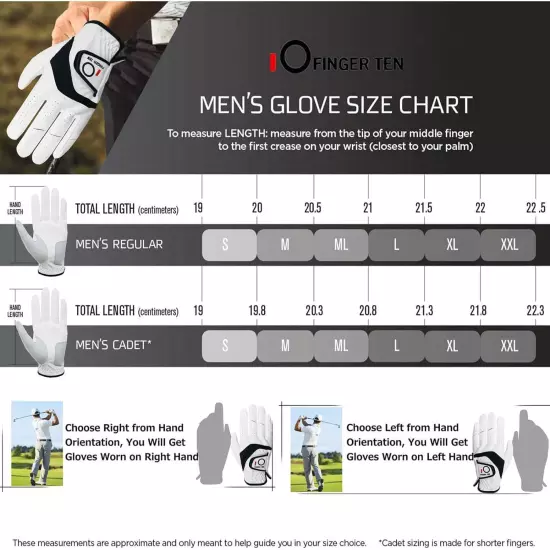 Golf Gloves Men Right Handed Golfer Left Hand 3 Pack Leather All Weather Grip