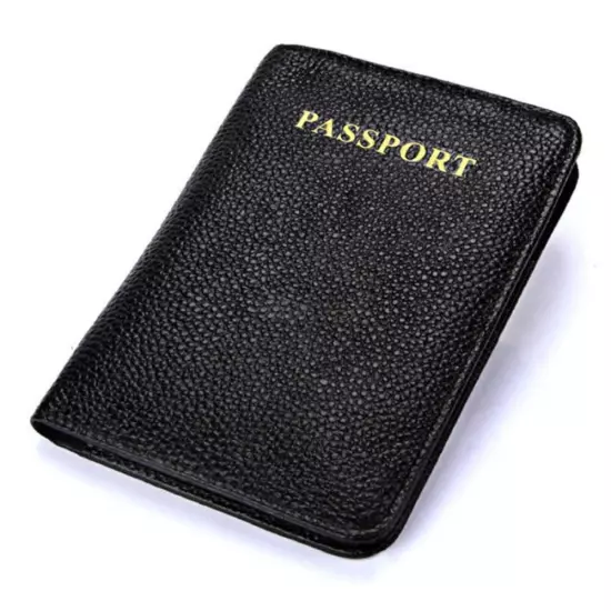 Litchi Texture Multifunctional Genuine Leather Passport Package for travel(Black