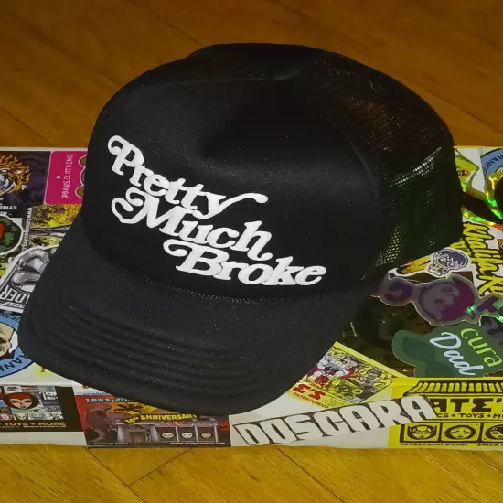 APTHCRY Pretty Much Broke Trucker Snapback Hat Cap Black White One Size PMB NEW