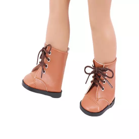 Brown tie boots made for 18'' American gilr doll shoes footwear