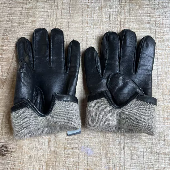 Lord & Taylor Mens Leather Gloves 100% Cashmere Lining Size S Black Driving Soft