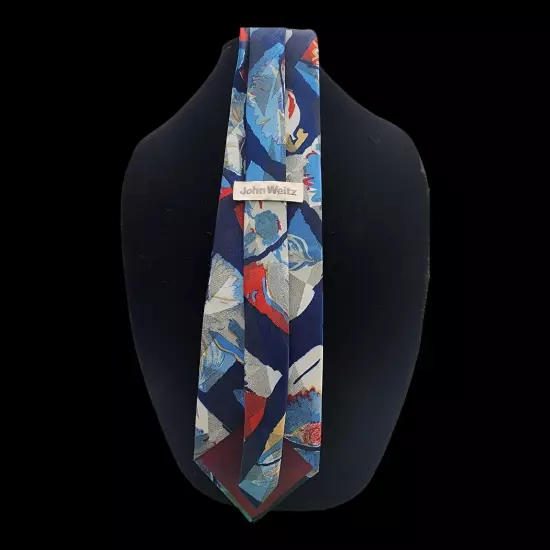 JOHN WEITZ Men's Polyester Necktie Blue Flowers 57.5" x 3.75" Floral