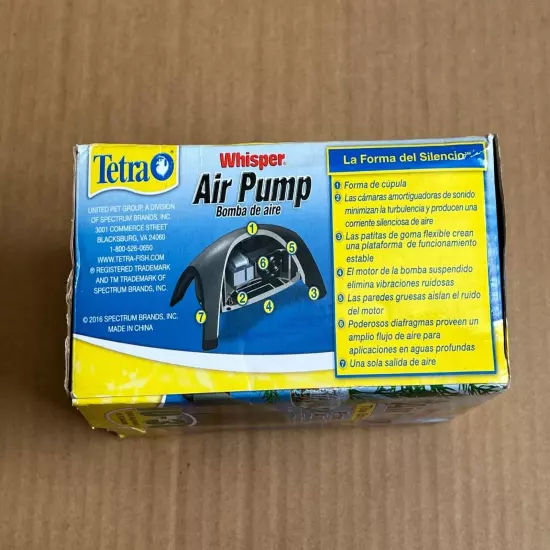 Tetra Whisper Aquarium Air Pump for 10 to 30 Gallon Aquariums NEW OPEN BOX