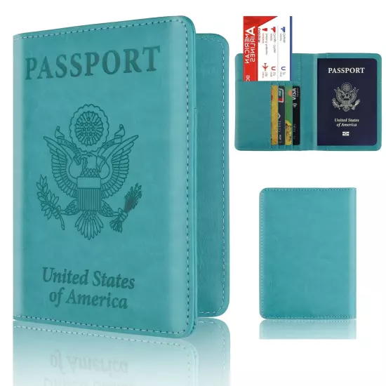 Anti-Theft RFID Blocking Leather Passport Holder ID Credit Card Cover Wallet USA