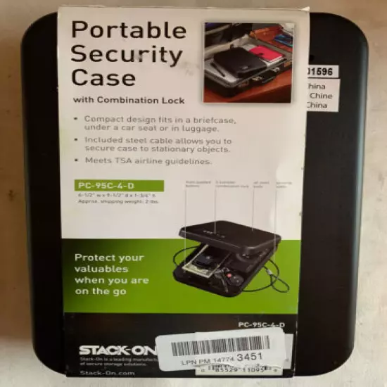 Stack-On PC-95C Portable Security Case Combination Lock, Black Low Profile