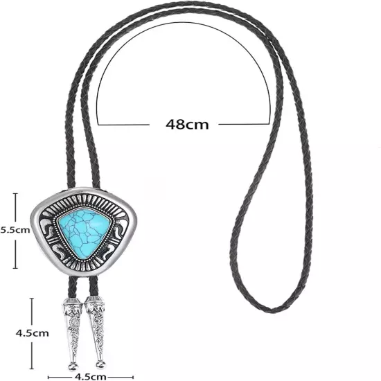 Turquoise Bolo Tie for Men, Leather Braided Tie-exquisite 