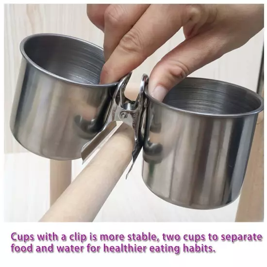 Bird Feeding Cups - Parrot Food Dish Stainless Steel Parrot Feeders Water Cag...