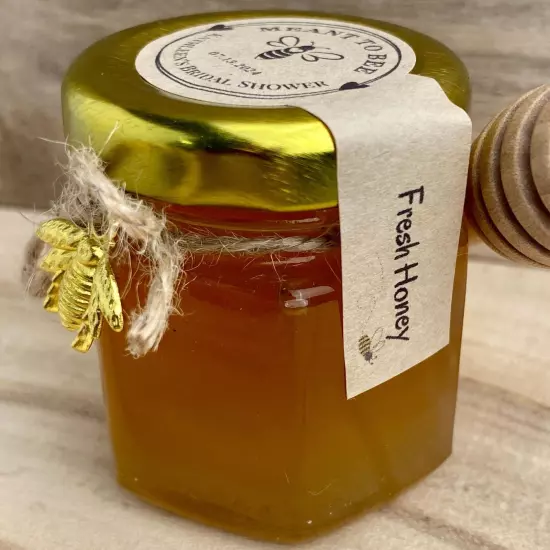 Set of 20 Fresh Raw Honey Bridal Shower Favors, 1.5oz Jars Honey, Baby Shower