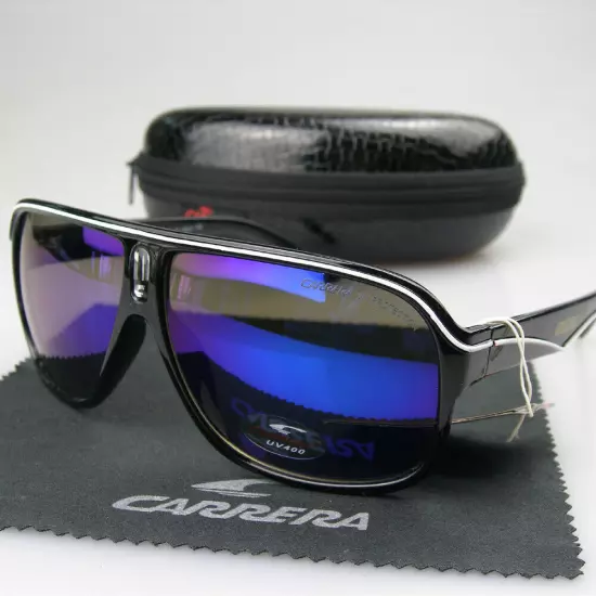 Men Women Retro Sunglasses Unisex Square Bright Black Frame Carrera Glasses C19