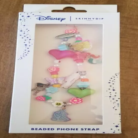 Disney Skinnydip Princess Beaded Phone Strap London Design New NIB Free Shipping