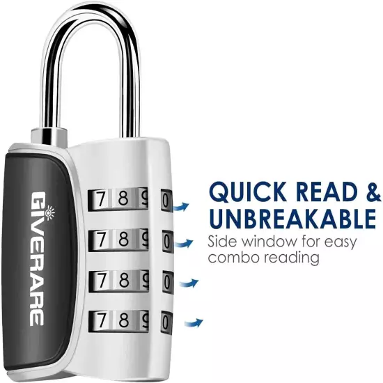 giverare 2 pack combination lock, 4-digit padlock keyless, resettable luggage lo