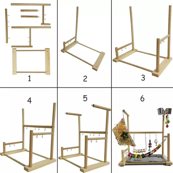 Parrot Playstand Bird Playground Conures Play Stand Wood Perch Gym Playpen Ladde