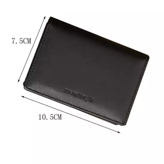 Black Leather Men's Small RFID Slim Bifold Wallet Credit Card ID Holder Wallet