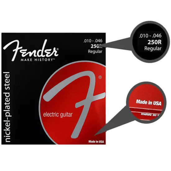 Electric Guitar Strings 5 Packs Fender 250R Set 10-46 Nickel-plated Steel String