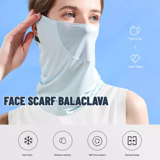 Women Summer Face Cover Protction Earloop Neck Gaiter Breathable Face V1O2