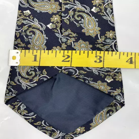 Rene Chagal Hand Made Blue Paisley Necktie Silk Tie Men's 3.5" x 59"