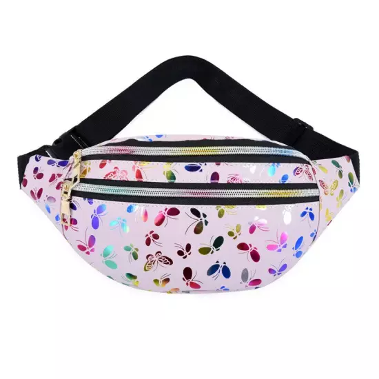 Butterfly Printed Waist Bag Women Fanny Pack Colorful Girls Bum Bag Travel Kids