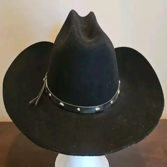 Stallion Stetson Cowboy Hat Black XX Wool Size 59 7 3/8