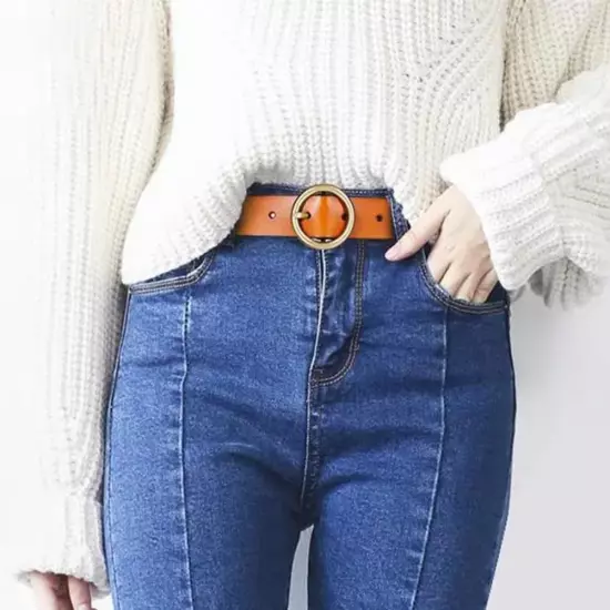 Ceinture boucle ronde cuir bohème vintage métal femme Y2N7 φτ