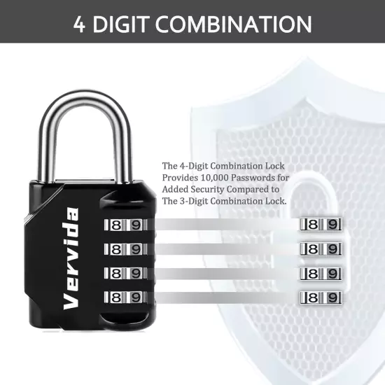 ® Combination Lock Resettable 2 Pack 4 Digit Outdoor Waterproof Combo Padlock fo