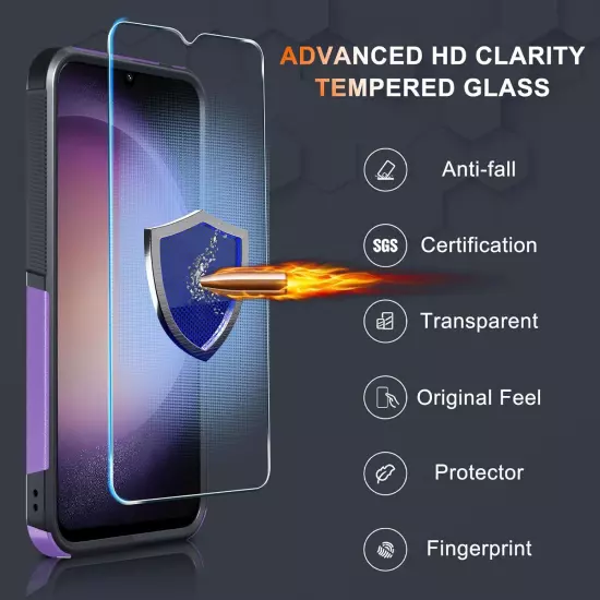 For Samsung Galaxy A03S A32 5G A12 A25 A42 Case Phone Cover +Tempered Glass