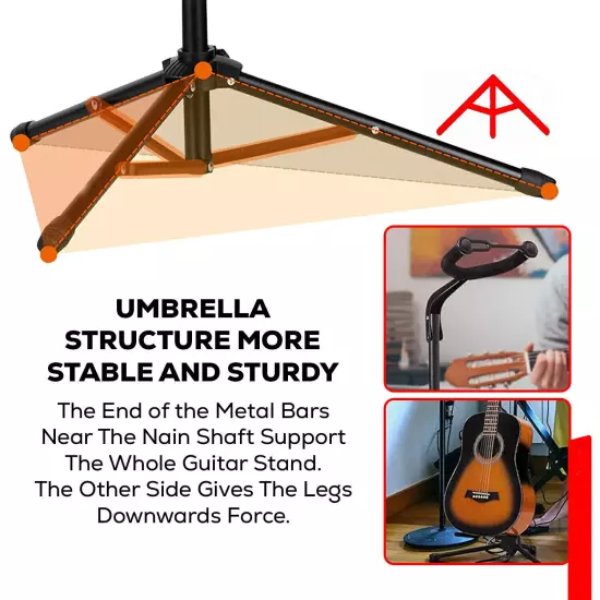 New Floor Tripod Guitar Steel Stand Floor Tripod Guitar Stand Folding Vertical